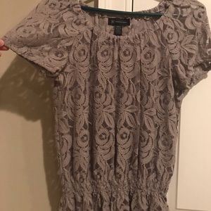 Gray/beige lace blouse from INC